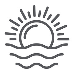 Dawn line icon, weather and sun, sunrise sign, vector graphics, a linear pattern on a white background.