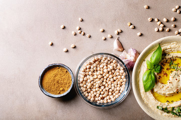 Hummus with olive oil and ground cumin