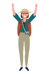 Tourist girl cartoon with bag design