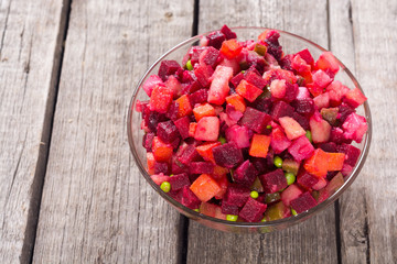 Traditional Russian salad vinaigrette