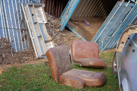 Container And Car Seats Drying Out After Flood