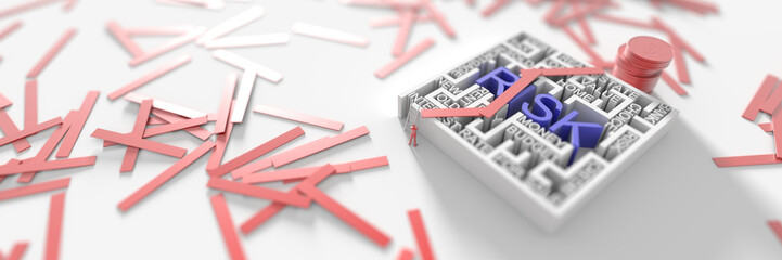 Risky maze, business and life choices concepts. Original 3d rendering