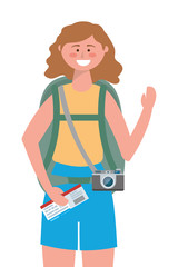 Tourist girl cartoon with bag design