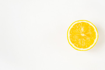 A round slice of lemon, on a white background,