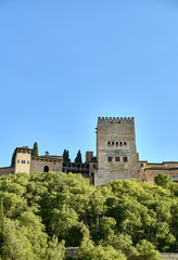 view from below the castle of the Alhambra