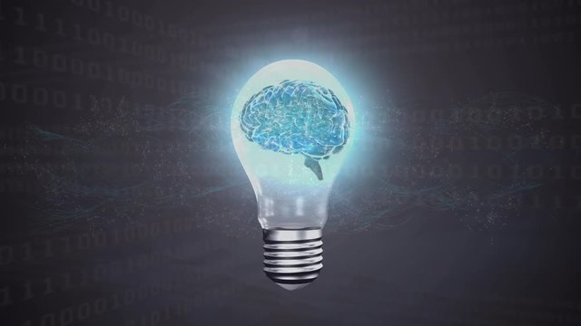 Digital composite of an idea concept and the binary system