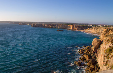 Fototapeta na wymiar Coastline in Portugal - Ocean in Sagres 
