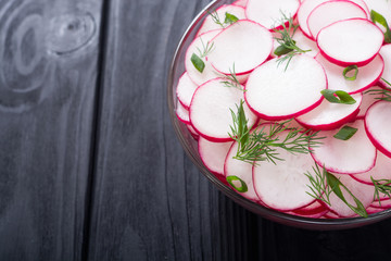 Healthy vegetarian radish salad