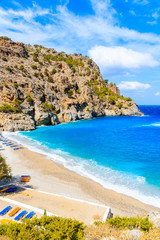 View of idyllic Achata beach and azure sea, Karpathos island, Greece
