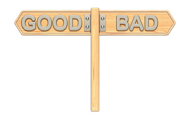 GOOD and BAD wooden sign 3D