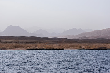 Seafront mountains sea panoramic landscape