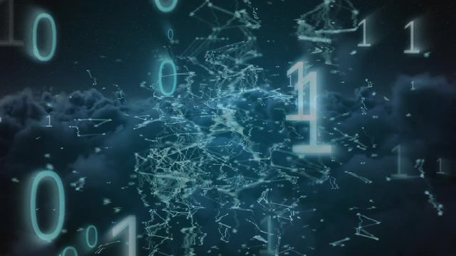 Digital composite the blockchain technology and binary code