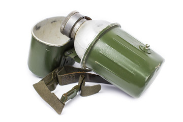 Soviet army flask on a white background