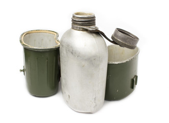 Soviet army flask on a white background
