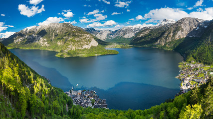 Alps mountains above the famous Hallstatt village, Austria