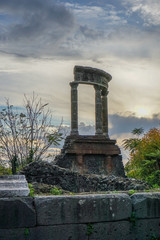 Fototapeta premium A nice day around the ruins of Pompeii city , the city that ruined and destroyed in the eruption of Mount Vesuvius in AD 79. the city covered with ash and lava and took many people lives. 