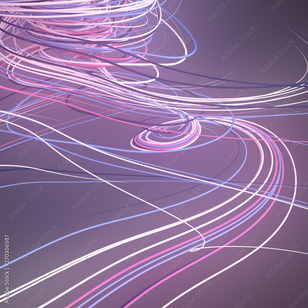 Poster Interlacing abstract pink colored curves. Computer generated geometric pattern. 3D rendering