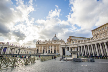 Obraz premium Vatican City, Rome , Italy - November 14th 2017. Touring around the Vatican city , at the entrance of the main church. 