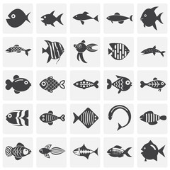 Obraz premium Fish icons set on background for graphic and web design. Simple illustration. Internet concept symbol for website button or mobile app.