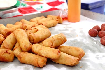 spring rolls at street food