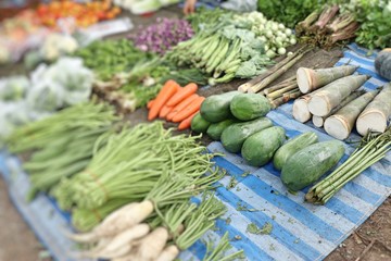 Shops selling vegetables at the market