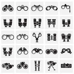Binocular icons set on sqaures background for graphic and web design. Simple vector sign. Internet concept symbol for website button or mobile app. - 270308186