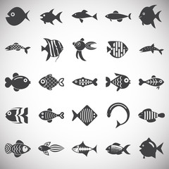 Obraz premium Fish icons set on background for graphic and web design. Simple illustration. Internet concept symbol for website button or mobile app.