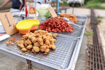 fried nuggets at street food