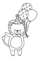 Animal cartoon with Happy Birthday icon design