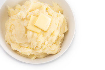 Potatoes with Butter Isolated on a Wooden Table
