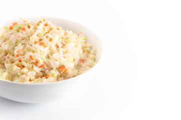 Bowl of Coleslaw Isolated on a White Background