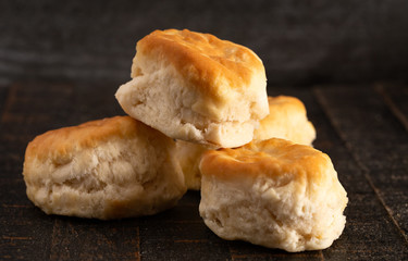 Buttermilk Biscuits on a Rustic Wooden Table