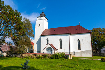 Church of St.Andrew (Slovak: Kostel sv.Ondreje Apostola) in Velky Slavkov, Slovakia. Located in the...