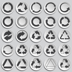 Recycling icons set on plates background for graphic and web design. Simple vector sign. Internet concept symbol for website button or mobile app.