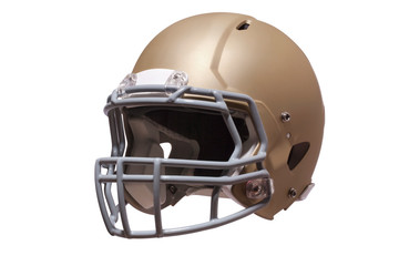 Fototapeta premium Gold football helmet isolated on whtie