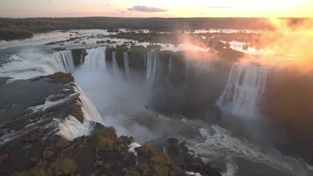 Sunset Drone over Iguazu Brazil Argentina