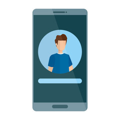 man acount social in smartphone device character