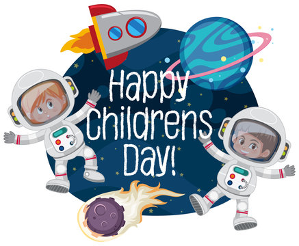 Happy children day space scene