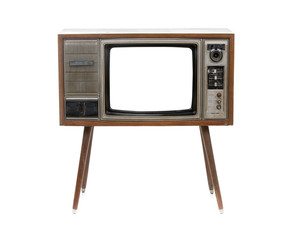 Vintage TV isolated on white background .