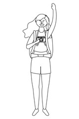 Tourist girl cartoon with bag design