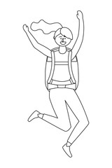 Tourist girl cartoon with bag design