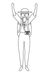 Tourist girl cartoon with bag design