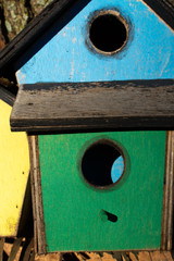 Colorful wooden birdhouse