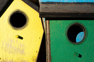 Colorful wooden birdhouse