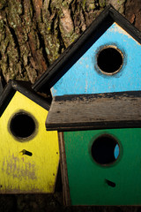 Colorful wooden birdhouse