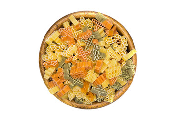 Dried pasta in a bowl