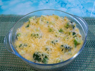 Casserole with chicken, broccoli, eggs and cheese 