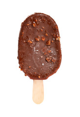 fresh chocolate outer popsicle on a white background