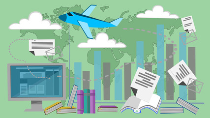 Illustration of  the concept of studying information in different ways used throughout the world