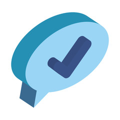 speech bubble with ok check symbol